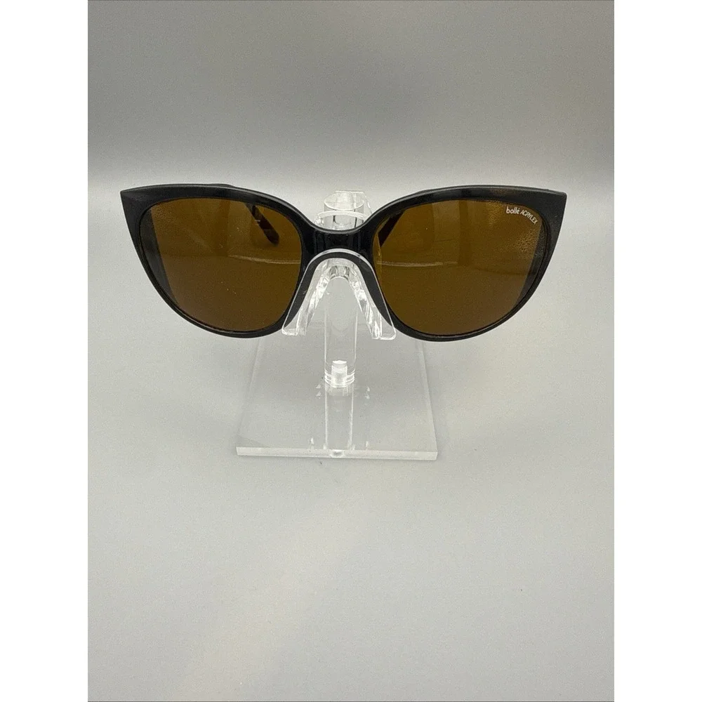 Vintage BOLLE ACRYLEX Sunglasses FRANCE BLACK Wrap CatEye Unisex RARE🔥Polarized